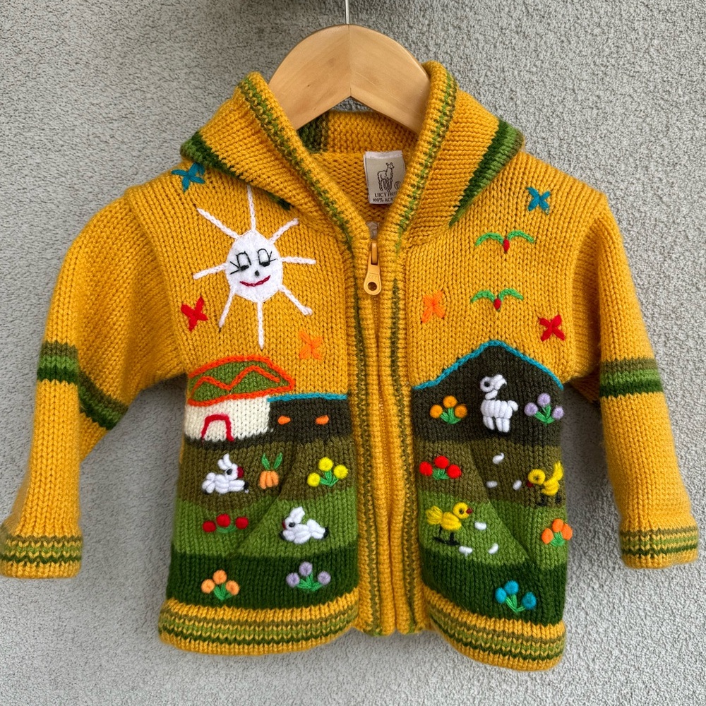 Lucy Iberg Handmade Acrylic Zippered Cardigan Sweater with Hood | Made in Peru